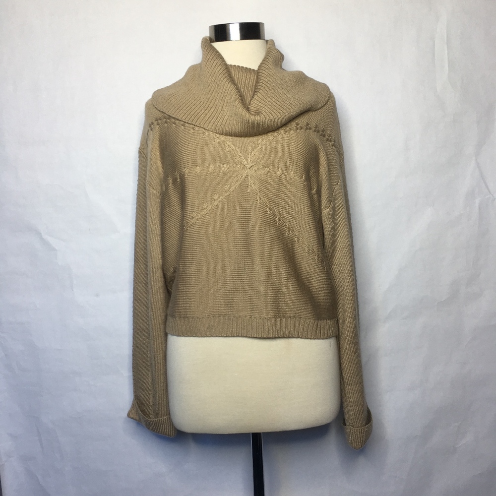 Bebe Taos Taupe Amalia Textured Turtleneck Sweater - Picture 2 of 8